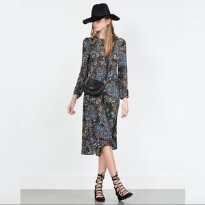 Zara Boho Floral Midi Dress